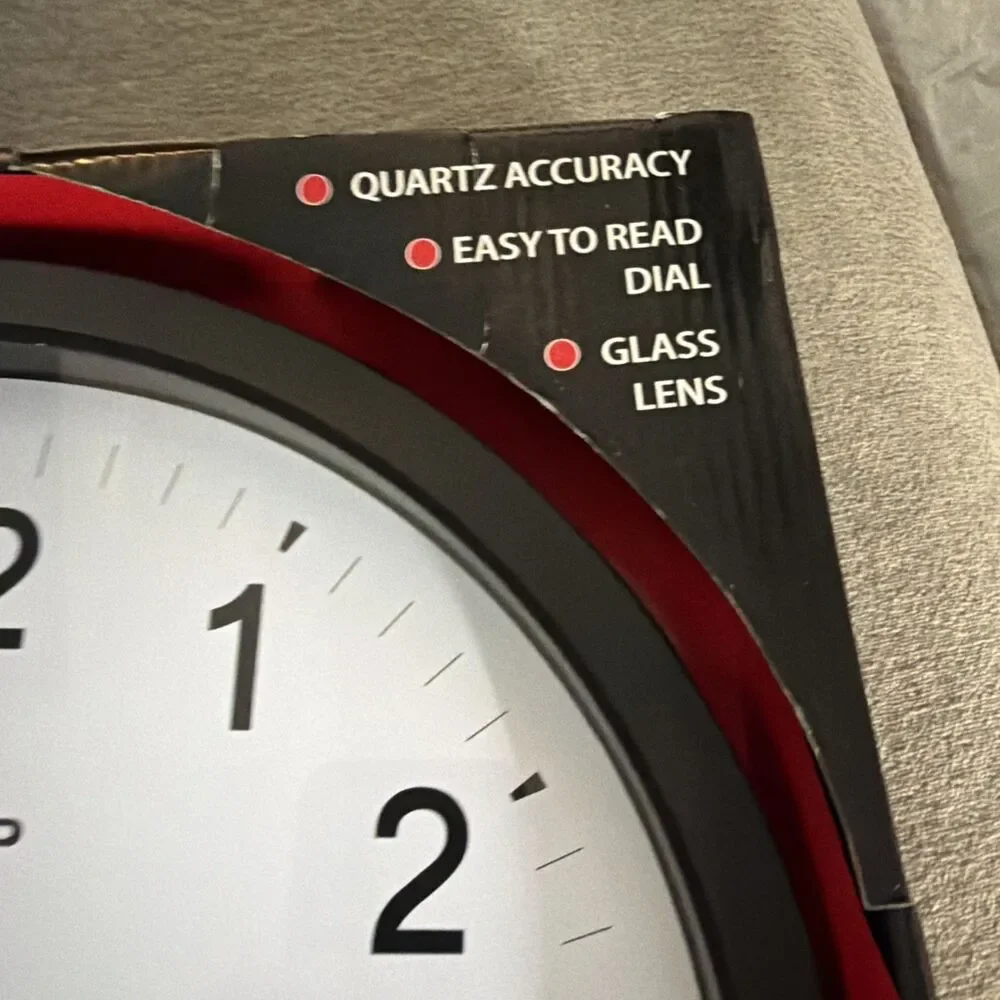 SHARP Wall Clock – Black, Silent Non Ticking 13.75 Inch Quartz Battery- NIB